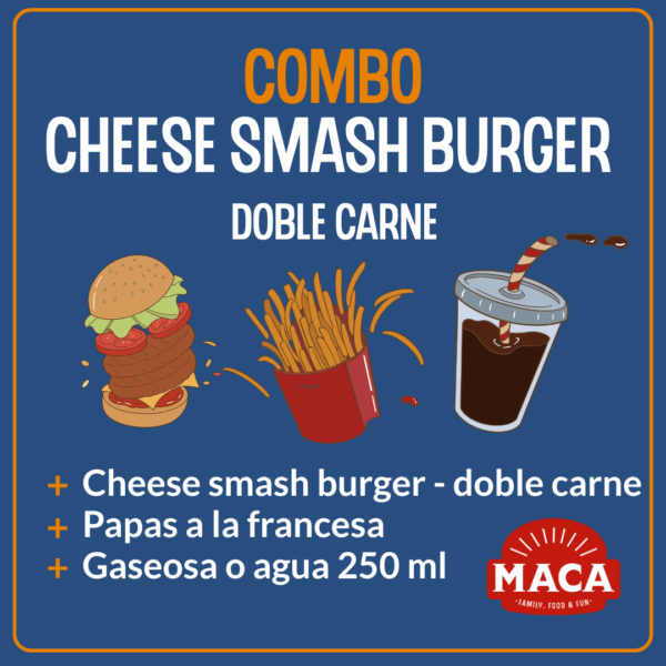 COMBO CHEESE SMASH BURGER DOBLE CARNE